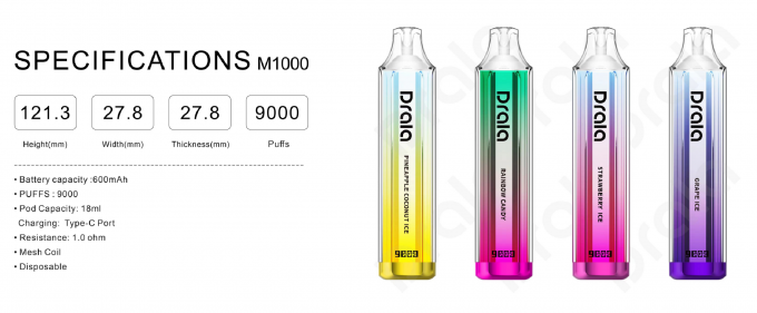 9000 nicotine jetable Mesh Coil Rechargeable Battery de la cosse 5% de Vape de souffles 0